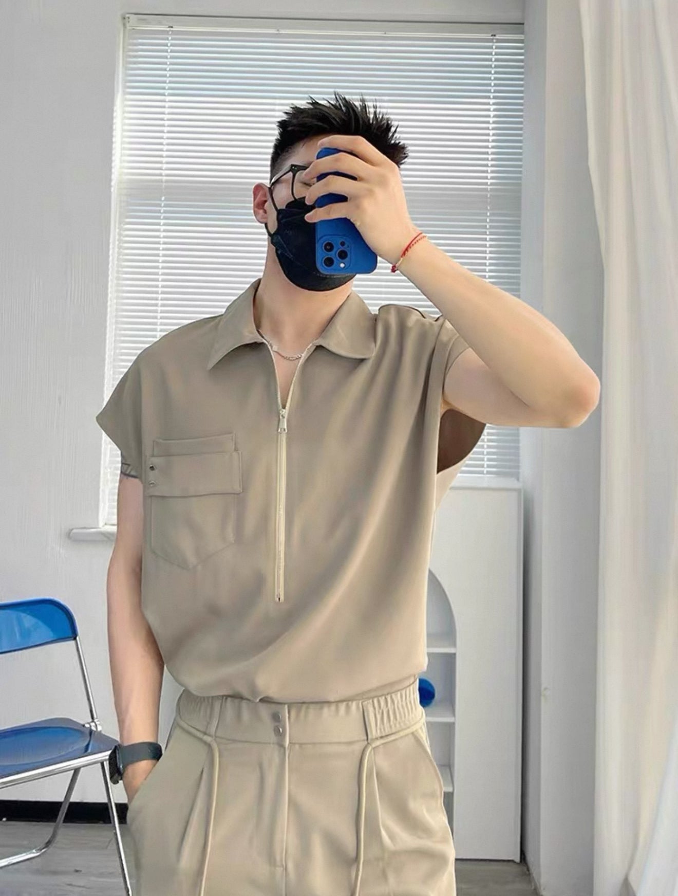 2025 Summer New Fashionable and Handsome Leisure Sports Suit Men's Trendy Design Sleeveless Vest Trousers