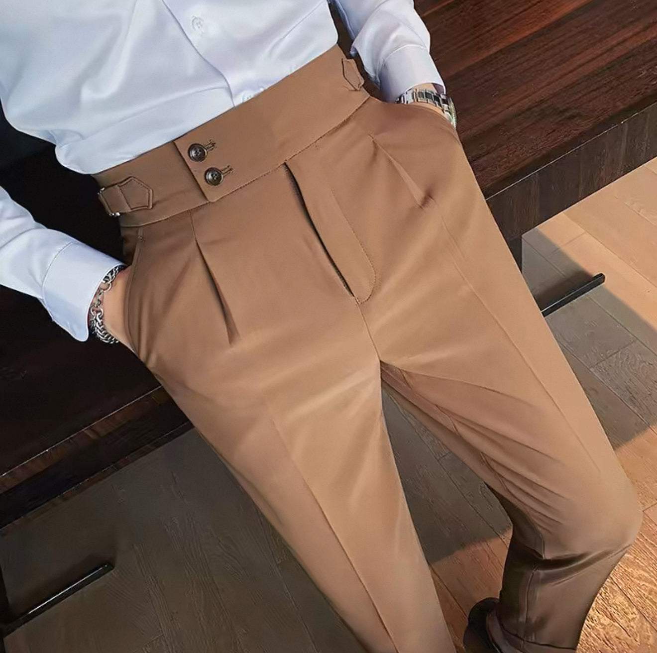 Naples trousers men's Korean style slim-fitting pants autumn retro high waist business solid color straight casual trousers