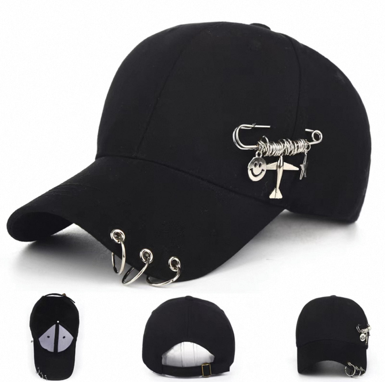 Hat men's fashion personality baseball cap Korean style hip-hop all-match street youth black duckbill cap female spring and summer