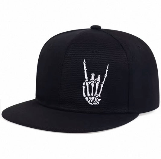 Finger Bone Baseball Cap Finger Embroidery Flat Brim Hip Hop Baseball Cap Men's and Women's Casual Cap