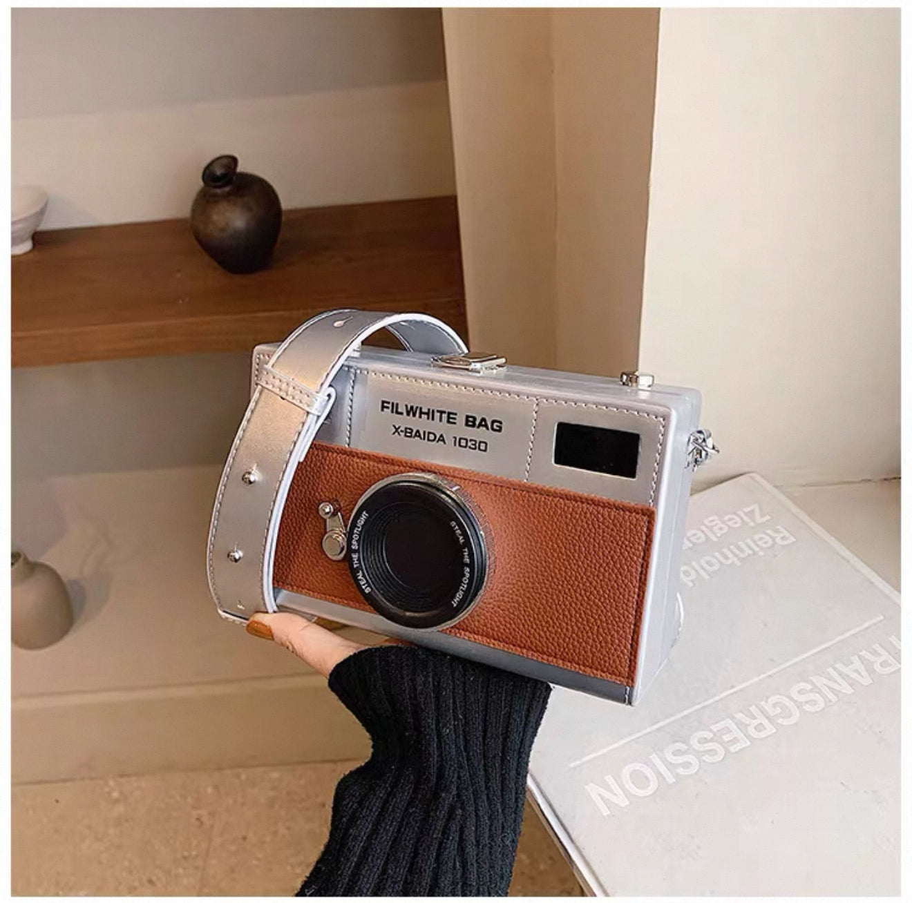 High-quality textured mini square bag for men and women, personalized creative camera bag, fashionable retro shoulder messenger bag, box bag