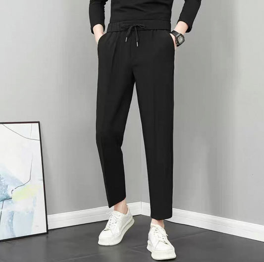 Pants for boys summer drape nine-point small suit pants men's Korean style drape casual pants straight slim drawstring suit pants